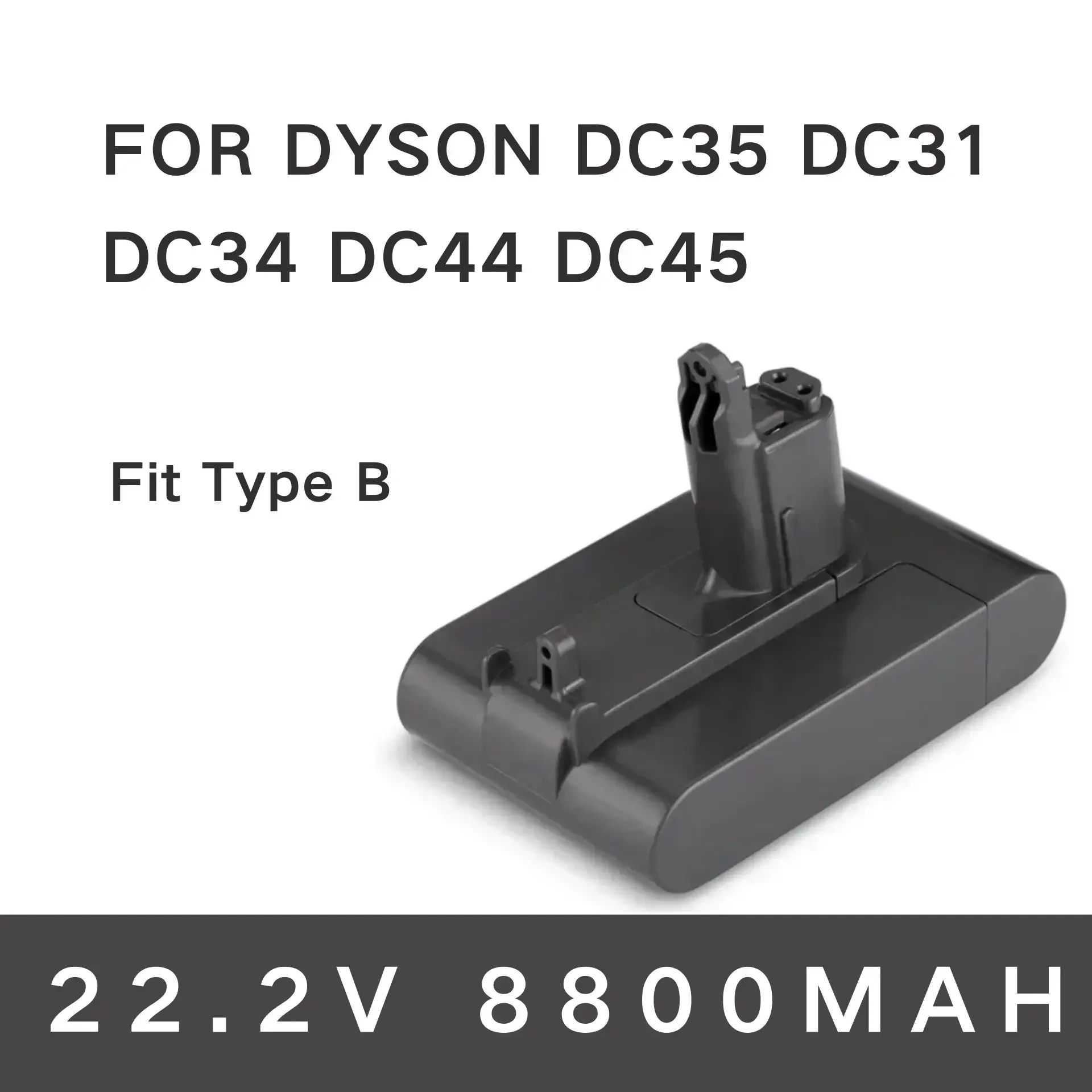 Литий-ионный аккумулятор 22,2 в 8800 мАч (только для типа B) для Dyson DC35, DC45 DC31, DC34, DC44, DC31 Animal, DC35 Animal & 8.8Ah
Литий-ионный аккумулятор 22,2 в 8800 мАч (только для типа B) для Dyson DC35, DC45 DC31, DC34, DC44, DC31 Animal, DC35 Animal & 8.8Ah