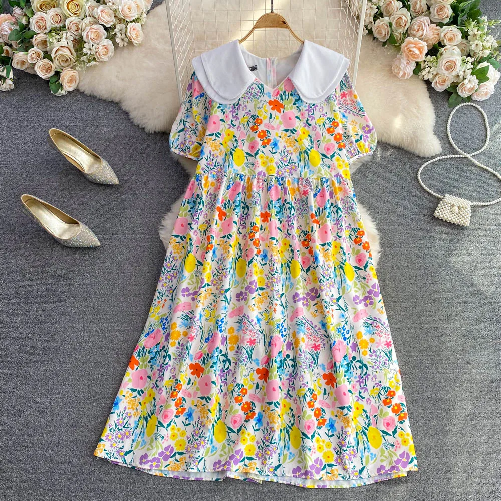 French Floral Dress Summer French Temperament First Love Sweet Doll Collar Short Sleeve Loose A Word Floral Dress
French Floral Dress Summer French Temperament First Love Sweet Doll Collar Short Sleeve Loose A Word Floral Dress