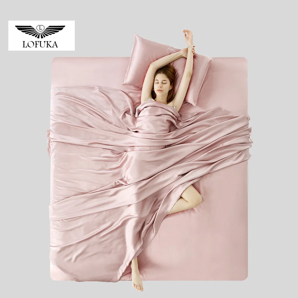 

Lofuka Lady Pink Silky 100 Mulberry Silk Queen King Seamless Duvet Cover Flat Sheet Queen King Bed Linen Set Pillowcase For Gift