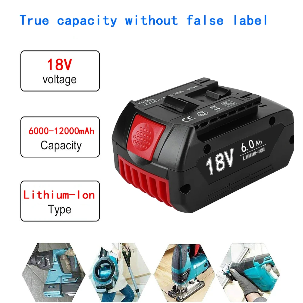 Rechargeable lithium-ion battery for Bosch electric drills, 18V battery, 6.0Ah, BAT609, BAT607G, BAT618, BAT618G, BAT614
Rechargeable lithium-ion battery for Bosch electric drills, 18V battery, 6.0Ah, BAT609, BAT607G, BAT618, BAT618G, BAT614