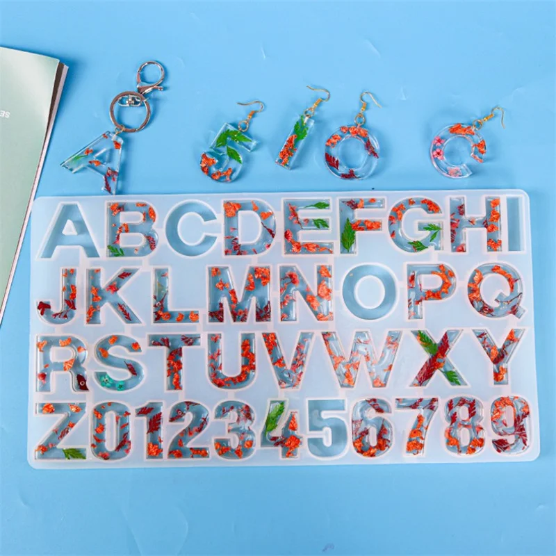

DIY Crystal Epoxy Silicone Mold 26 Numbers English Letter Casting Mold Handmade Jewelry Resin Model Alphabet Pendant Home Decor