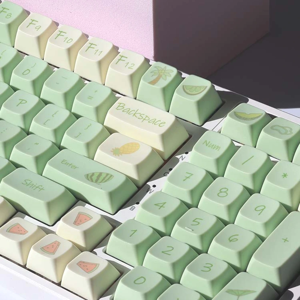 

120 Key Green Keycap Mechanical Keyboard Keycap Fa For: 61/64/68/78/84/87/96/98/104/108 Diy Watermelon Pineapple Fruit Keycap