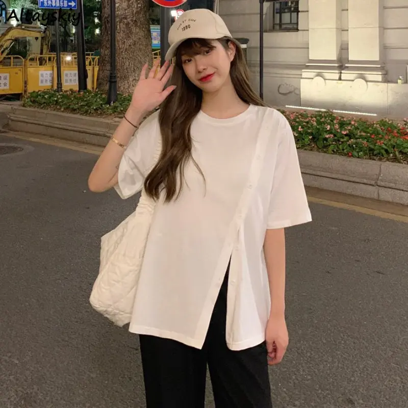 

T-shirts Women Solid Designed Cozy All-match Ladies Summer Simple Cool Breathable Korean Style Daily New Fashion Casual Basics