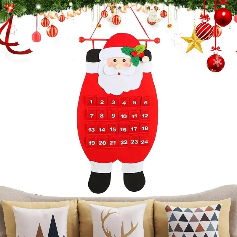 

Festive Hanging Felt Christmas Countdown 2023 Christmas Advent Calendar Santa Claus Snowman Reindeer Calendar Pendant 24 Gift