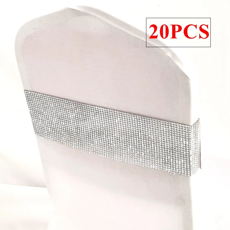 

20pcs Sold Sequin Chair Band Buckle Chair Sash Fit On Banquet Chair Cover For Wedding Event Party Decoration