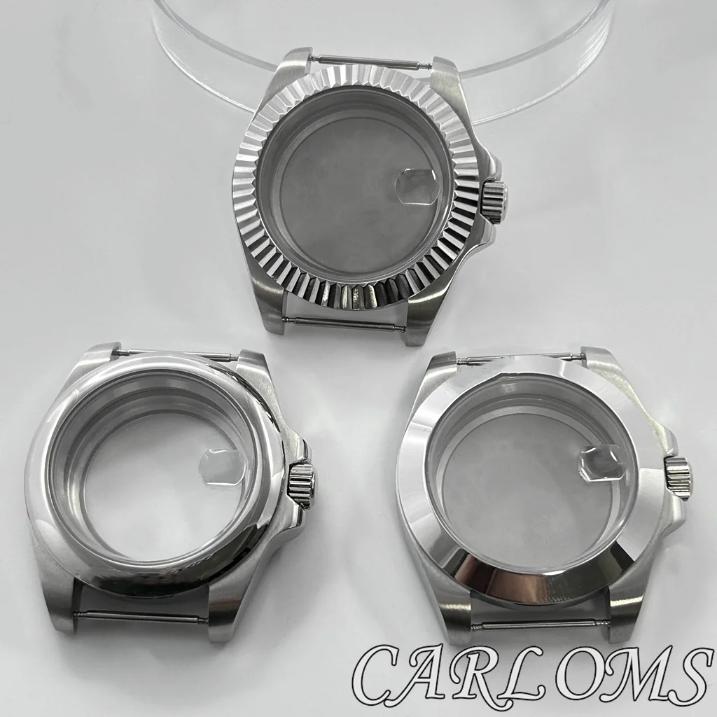 

TOP 40mm Sapphire Glass Silver Watch Case Stainless steel Fit ETA2824 PT5000 ST2130 NH34 NH35 NH36 NH70 NH72 Movement