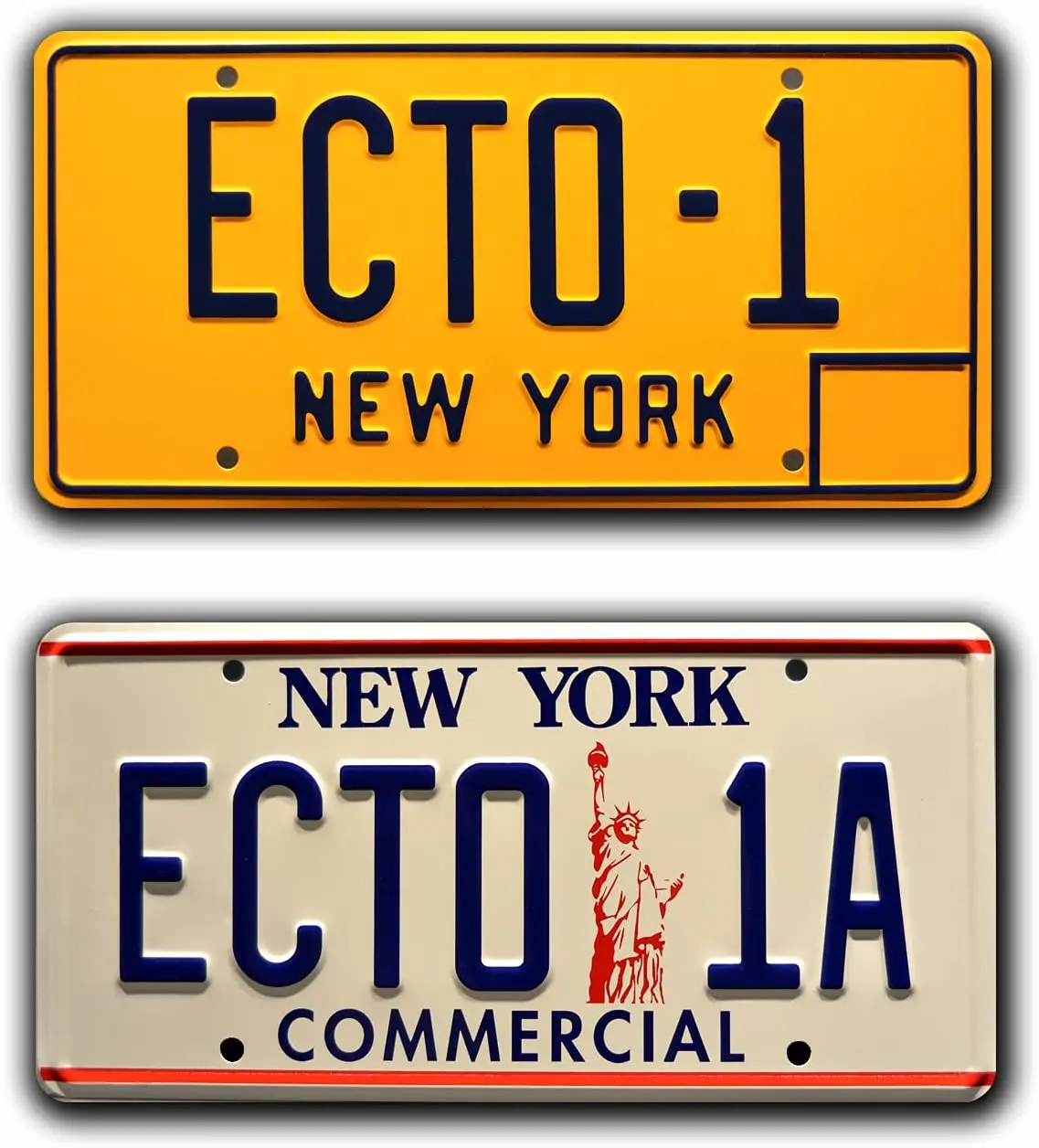 

Ghostbusters 1 & 2 | ECTO-1 + ECTO-1A | Metal Vanity Prop License Plate Combo