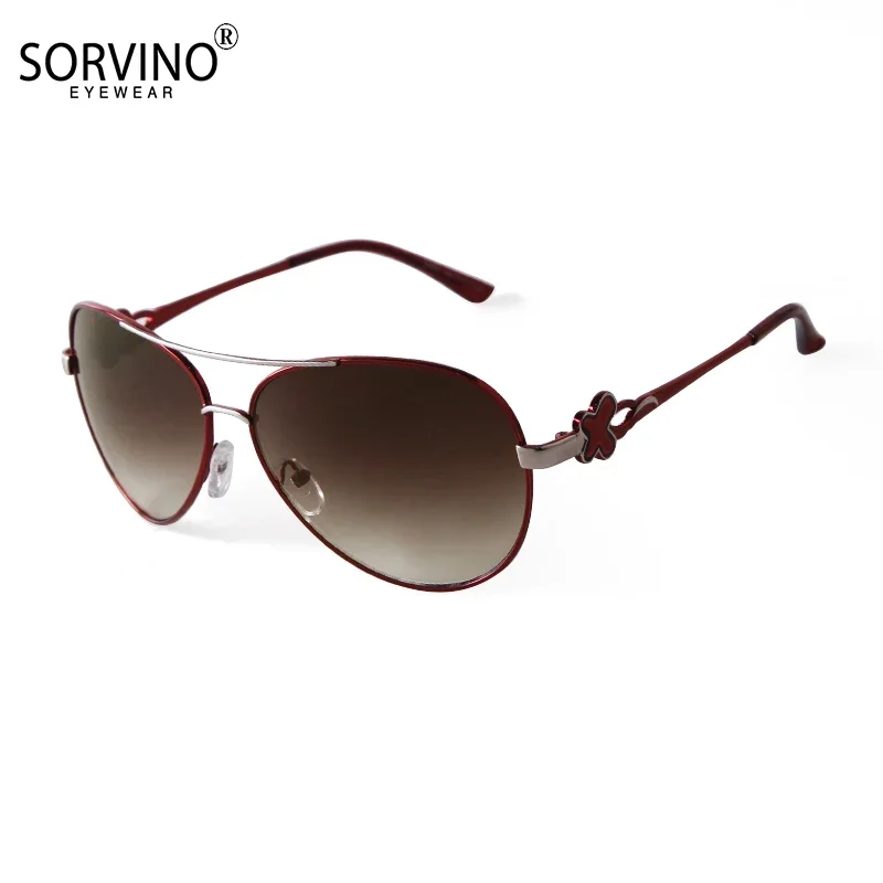 

SORVINO Retro Sunglasses Men High Quality Metal New Double Nose Trendy Flower Luxury Design Women Oval Frame Brown Glasses A0030
