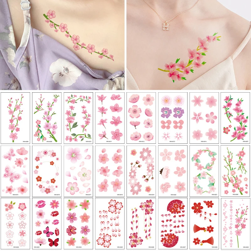 28Pcs Flowers Fake Sakura Tattoo Stickers Chest Taty Waterproof Temporary Tatto Brid Cherry Blossom for Women Tattoo Body Makeup
28Pcs Flowers Fake Sakura Tattoo Stickers Chest Taty Waterproof Temporary Tatto Brid Cherry Blossom for Women Tattoo Body Makeup