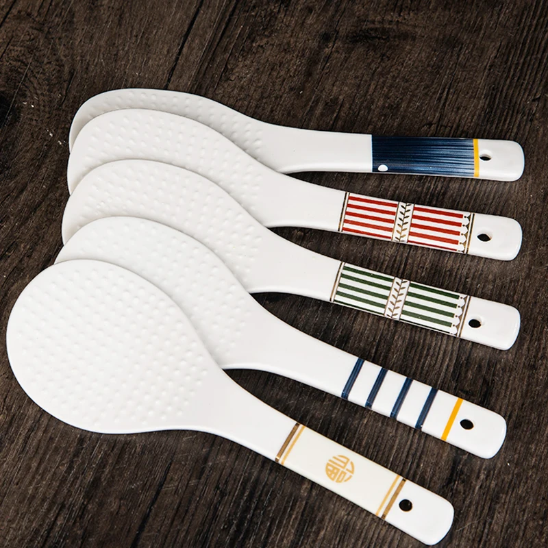 

Creative Ceramic Rice Spoon Non-stick Rice Shovel Kitchen Tableware Accessories Dinnerware Supplies Porcelain Long Scoop Crafts