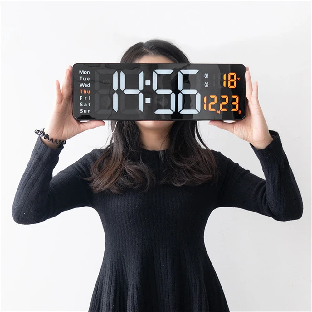 

Цифровые настенные часы, 16-дюймовый большой телефон с функцией измерения температуры/времени/даты, электронный будильник, украшение для дома, настольные часы