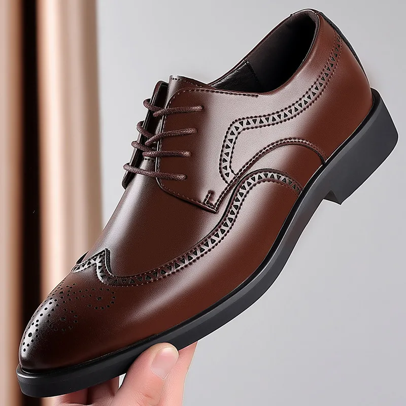 

Men's Classic Retro Brogue Shoes Mens Lace-Up Business Leather Shoes Dress Office Flats Men Wedding Party Oxfords