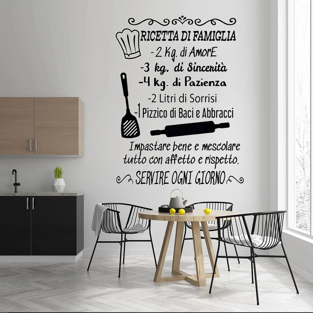 

Italian Wall Stickers Ricetta Di Famiglia Quotes Decals For Dinning Room Kitchen Home Decor Murals Vinyl Poster DW13582