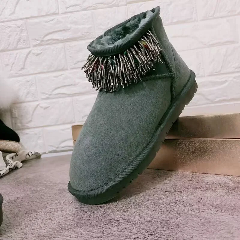 Tassel winter plus fleece warm boots Black handmade custom fur all-in-one boots women's 35-40
Tassel winter plus fleece warm boots Black handmade custom fur all-in-one boots women's 35-40
