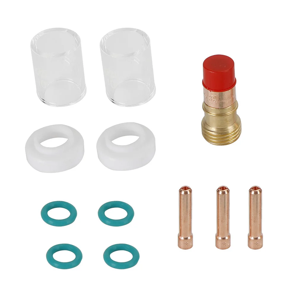 12Pcs Tig Welding Torch Stubby Gas Lens Glass Cup Kit For Wp-17/18/26 Collet Body 17GL332 For TIG Welding Torch 2.4mm Welding
12Pcs Tig Welding Torch Stubby Gas Lens Glass Cup Kit For Wp-17/18/26 Collet Body 17GL332 For TIG Welding Torch 2.4mm Welding