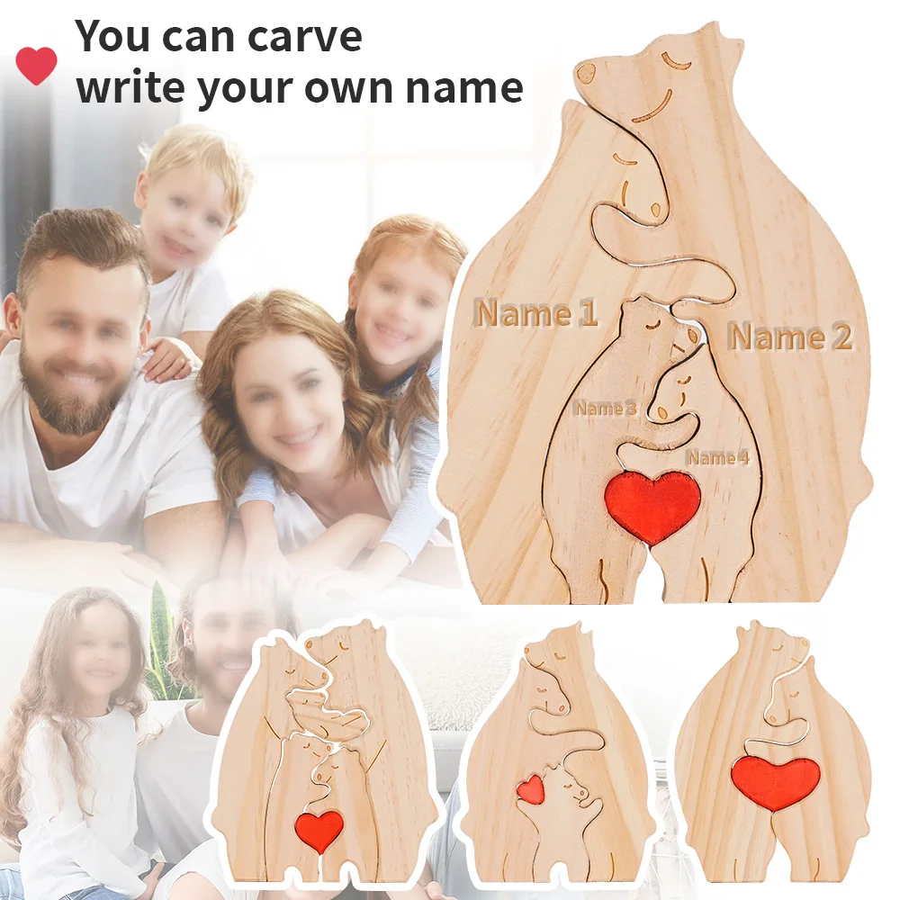 Деревянное настольное украшение «сделай сам», семейный медведь, деревянный пазл, скульптура, украшение, художественный пазл, Рождественский подарок на день матери
Деревянное настольное украшение «сделай сам», семейный медведь, деревянный пазл, скульптура, украшение, художественный пазл, Рождественский подарок на день матери