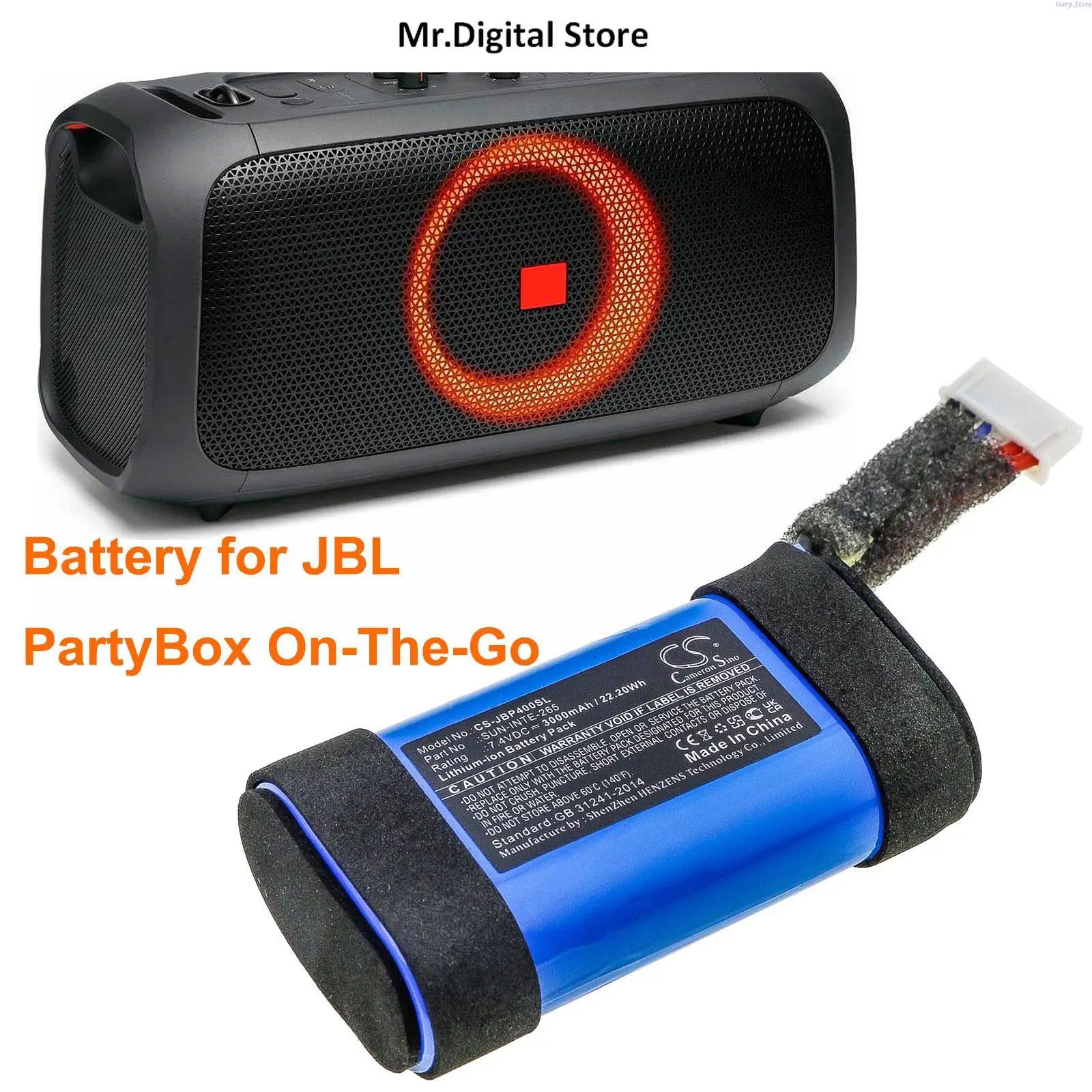 

Cameron Sino 3000mAh Speaker Battery for JBL PartyBox On-The-Go, OnTheGo, On The Go
