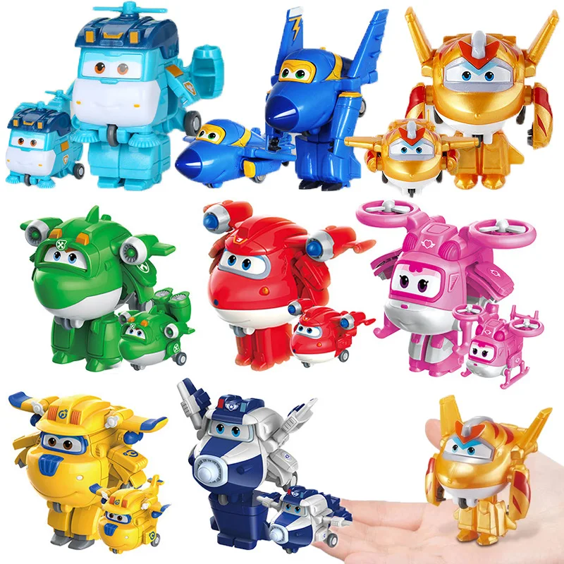 

Super Wings Action Figures Mini Tino Transforming Airplane Anime Deformation Plane Robots Transformation Models Kids Toys Gifts