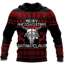 

Feliz natal papai noel satânico 3d impresso moda hoodies moletom dos homens unisex zip pulôver jaqueta casual agasalho dw0253