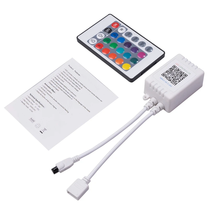 ИК-пульт дистанционного управления, 24 клавиши, 12 В, Беспроводная Музыка, Bluetooth-контроллер для светодиодной ленты 3528 5050 2,4G RGBW RGB, светодиодная лента
