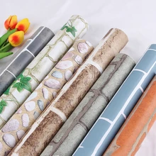 

0.45x10m Roll Brick Pattern Self-adhesive Wallpaper Home Dormitory Bedroom Retro Texture Decorative Waterproof Pvc Wall Sticker