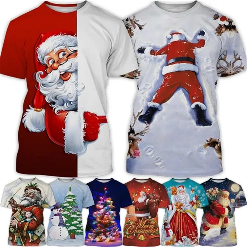 

Christmas Present Graphic T Shirt 3D Xmas Printing T-shirts For Men Children Funny Streetwear Teens Women Y2k Funny Clothing Top
