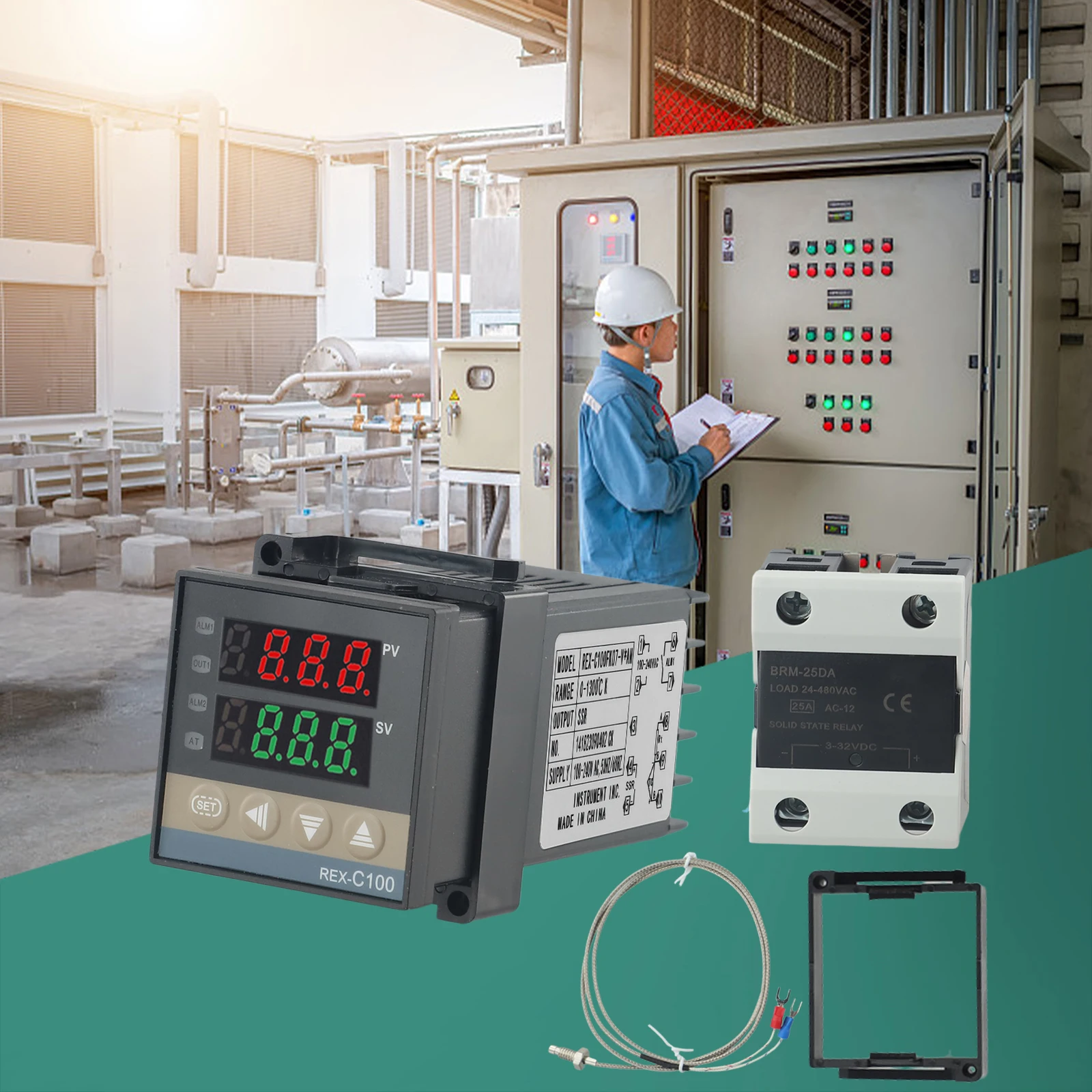 PID Temperature Controller Set REX C100 0 1300AN High Accuracy Measuring Self Tuning Control Reliable and Efficient
PID Temperature Controller Set REX C100 0 1300AN High Accuracy Measuring Self Tuning Control Reliable and Efficient