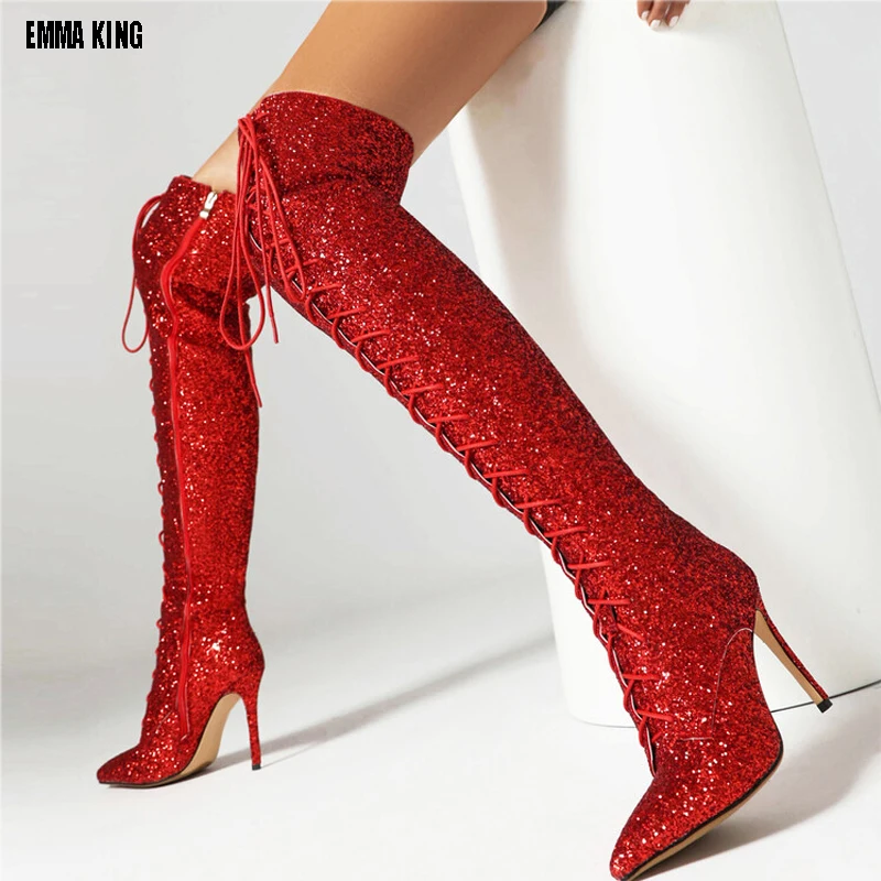 Amazing Hot Bling Boots Super Star Glitter Women Long Boot Sexy Ladies Cross Tied Over-The-Knee Thigh High Girl Shoes 44
Amazing Hot Bling Boots Super Star Glitter Women Long Boot Sexy Ladies Cross Tied Over-The-Knee Thigh High Girl Shoes 44