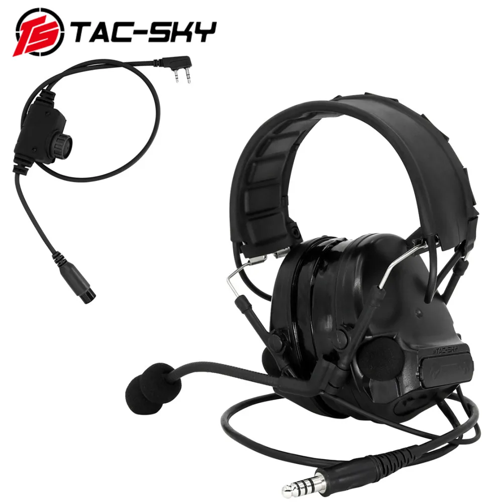 

TS TAC-SKY Tactical COMATC III Headset with RAC kenwood Plug PTT Noise Canceling Tactical COMATC III Headset（BK）