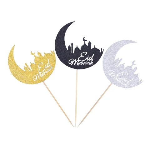 10pcs Eid Mubarak Cupcake Topper Glitter Moon Cake Toppers for Eid Ramadan Party Cake Decoration Gold Silver Black Cake Supplies
10pcs Eid Mubarak Cupcake Topper Glitter Moon Cake Toppers for Eid Ramadan Party Cake Decoration Gold Silver Black Cake Supplies