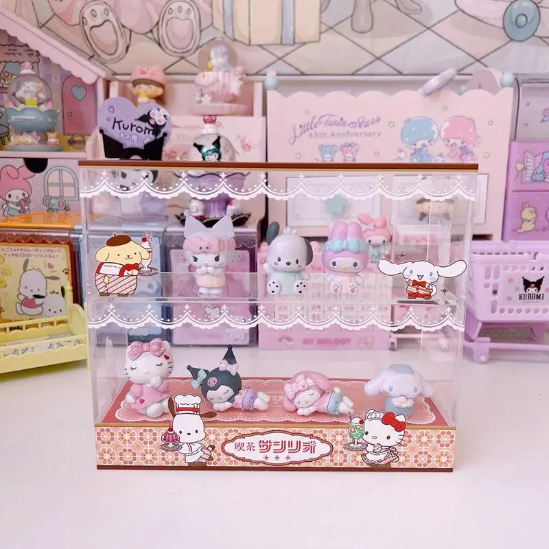 

Cinnamoroll Pompompurin Hello Kitty Pochacco Sanrio Cartoon Cute Acrylic Double Shelf Organizer Anime Plush Toys for Girl Gift