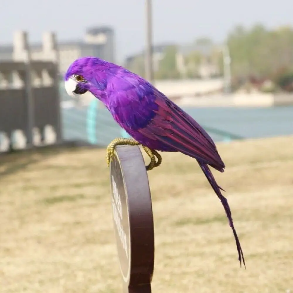 

big simulation parrot toy foam&feather purple bird model gift about 45cm c2789