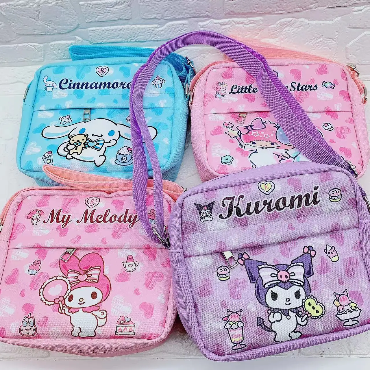 

Sanrios Kuromi Mymelody мультфильм PU сумка-мессенджер через плечо Cinnamoroll Kuromi kawaii аниме Водонепроницаемая косметичка на молнии подарки