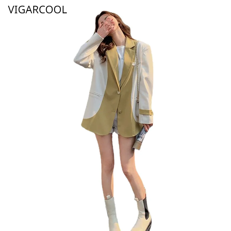 Contrast color patchwork suit jacket for women's Spring and Autumn 2023 Korean version loose and high-end feeling small suit top
Contrast color patchwork suit jacket for women's Spring and Autumn 2023 Korean version loose and high-end feeling small suit top