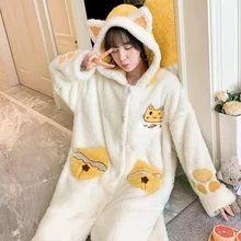 Plus Velvet Thick Warm Flannel Pajamas Korean Version of The Wild Casual Fashion Hooded Printing Autumn and Winter New Pajamas 
Plus Velvet Thick Warm Flannel Pajamas Korean Version of The Wild Casual Fashion Hooded Printing Autumn and Winter New Pajamas