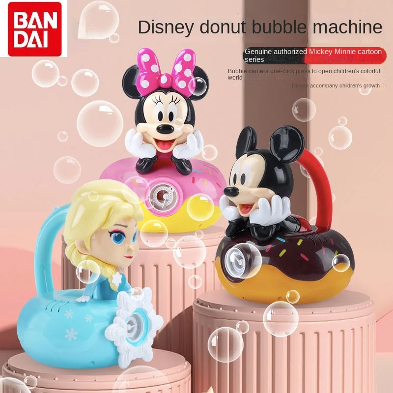 

Bandai Disney 2022 New Minnie Electric Bubble Machine Handheld Toy Donut Blowing Bubble Camera Cartoon Cute Children's Toy