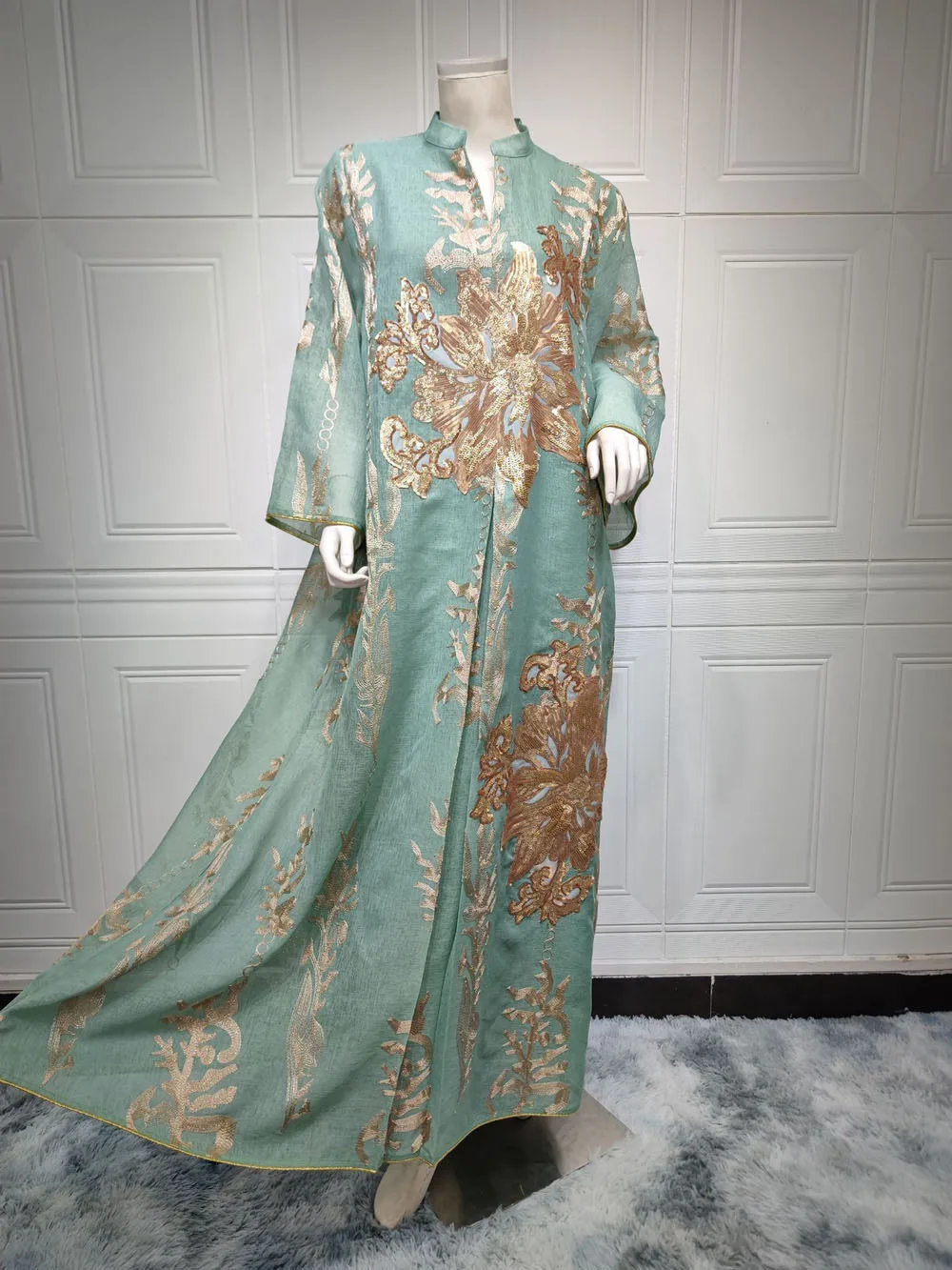 Maxi Dress Golden Sequins Embroidery Green White Abaya Woman Muslim Female Jalabiya Arabic Elegant Clothing Long Sleeves 255 Mallzona S4b85e5b229a24c00862f031ca71296c70 Maxi Dress Golden Sequins Embroidery Green White Abaya Woman Muslim Female Jalabiya Arabic Elegant Clothing Long Sleeves Mallzona