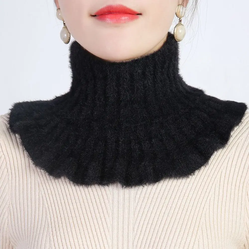 

1PC Thickened Imitation Mink Cashmere Bib Women's Fall/Winter Warm Neck Guard Decoration Elastic Ruffled Fake Collar Wool Scarf