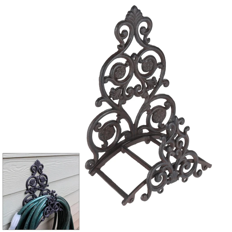 

Cast Iron Hose Holder Garden Water Pipe Rack Antique Finish Shelf Tool Traditional Victorian Vintage European Decor