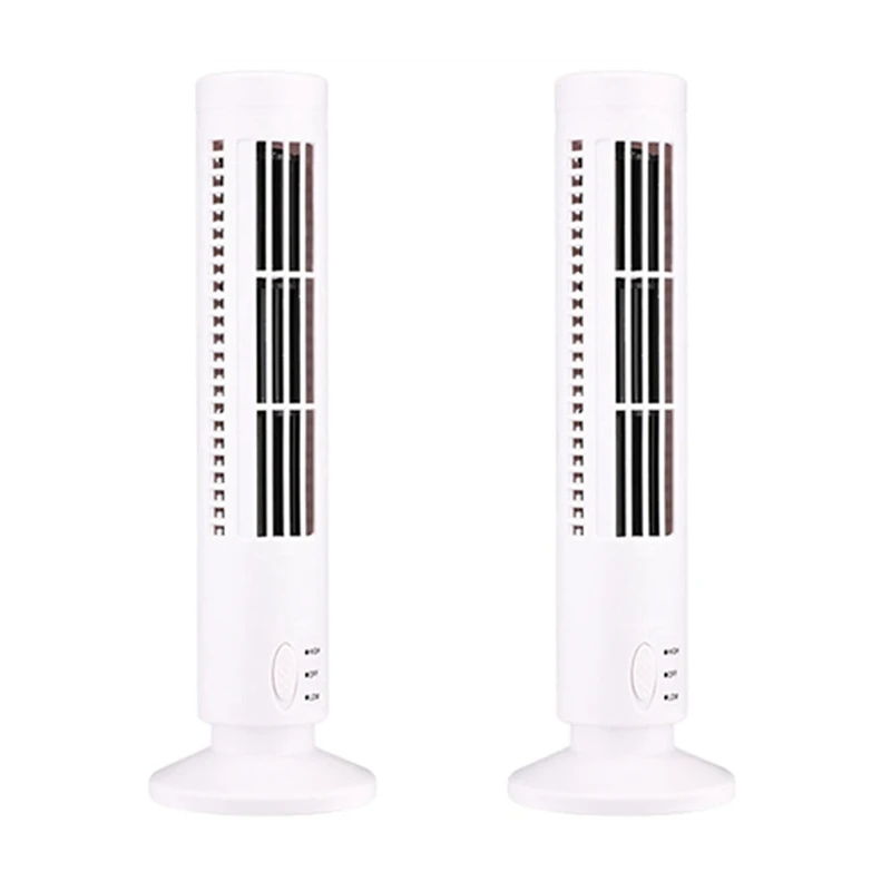 

2X New USB Tower Fan Bladeless Fan Tower Electric Fan Mini Vertical Air Conditioner, Bladeless Standing Fan White