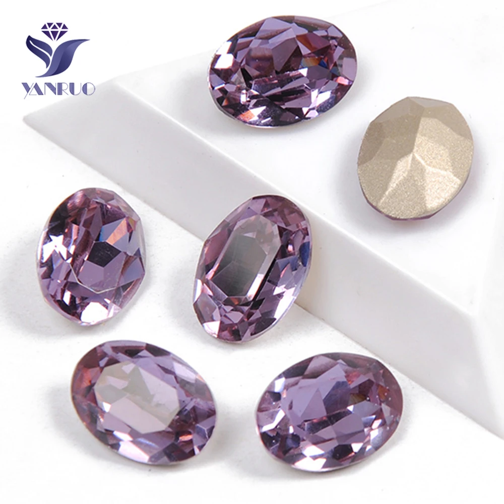 

YANRUO 4120 Oval Violet K9 Crystal Sew On Crystals With Pointback Strass Glass Sewing Claws Rhinestones Applique For Clothes