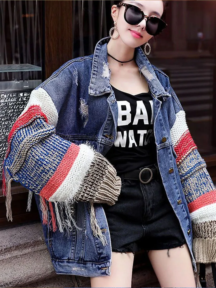 Knitted Sweater, Patchwork Cardigan, Denim Jacket, Women's Denim Jacket, Autumn Top Trench Coat Outdoor Clothing Novelties
Knitted Sweater, Patchwork Cardigan, Denim Jacket, Women's Denim Jacket, Autumn Top Trench Coat Outdoor Clothing Novelties