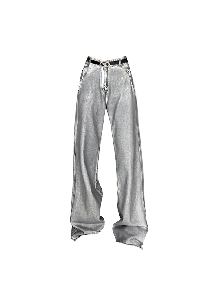 Women's Silver Pants Casual High Waist Wide Leg Female Floor-Length Baggy Pants Ladies Korean Harajuku Vintage Trousers Summer
Women's Silver Pants Casual High Waist Wide Leg Female Floor-Length Baggy Pants Ladies Korean Harajuku Vintage Trousers Summer