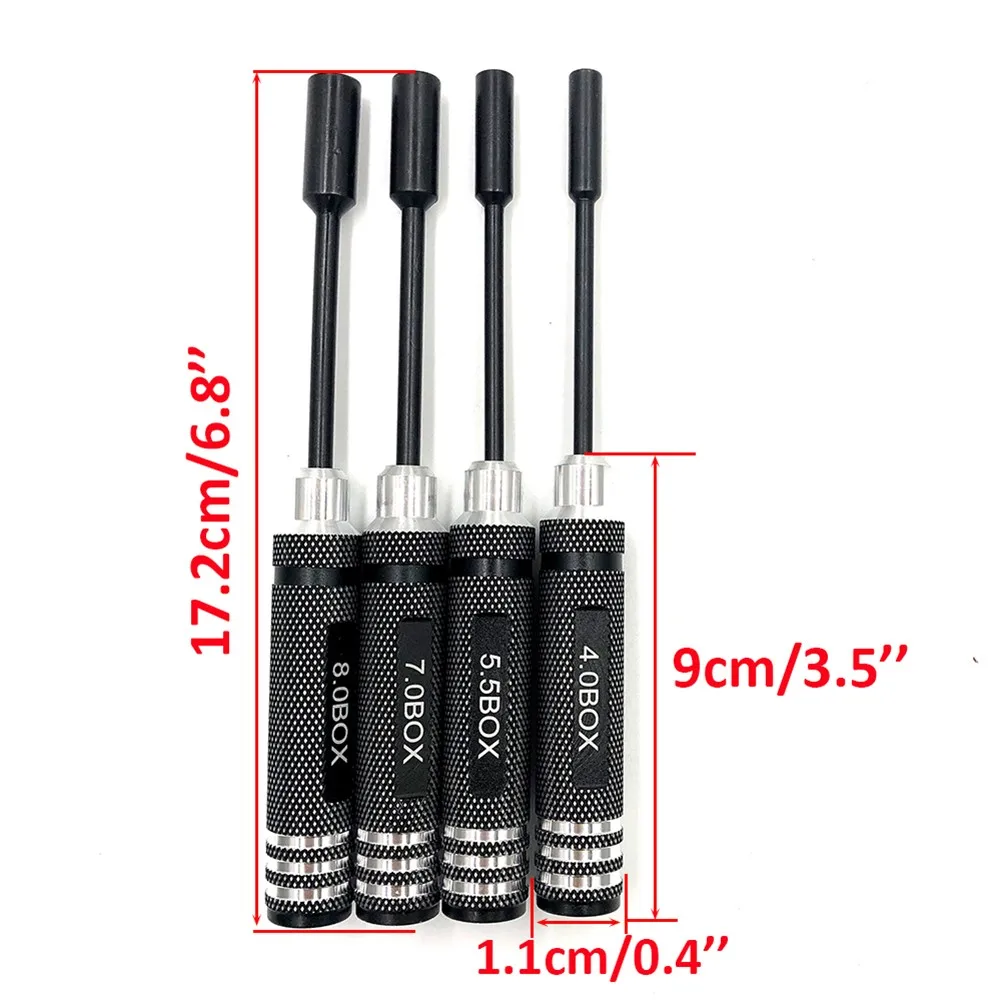 4Pcs Hex Screwdriver Set 4mm/5.5mm/7.0mm/8.0mm Nut Driver Socket Kit RC Hobby Metal Socket Set For Disassembling RC Helicopters
4Pcs Hex Screwdriver Set 4mm/5.5mm/7.0mm/8.0mm Nut Driver Socket Kit RC Hobby Metal Socket Set For Disassembling RC Helicopters