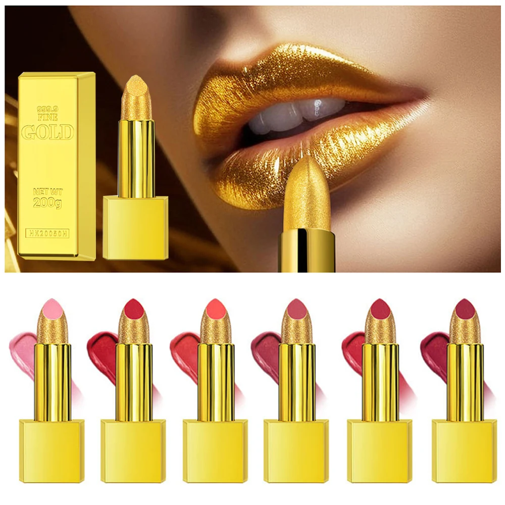 Glitter Gold Lipstick Metallic Matte Velvet Waterproof Long-lasting Smooth Sexy Shiny Red Women Lip Makeup Cosmetic
Glitter Gold Lipstick Metallic Matte Velvet Waterproof Long-lasting Smooth Sexy Shiny Red Women Lip Makeup Cosmetic