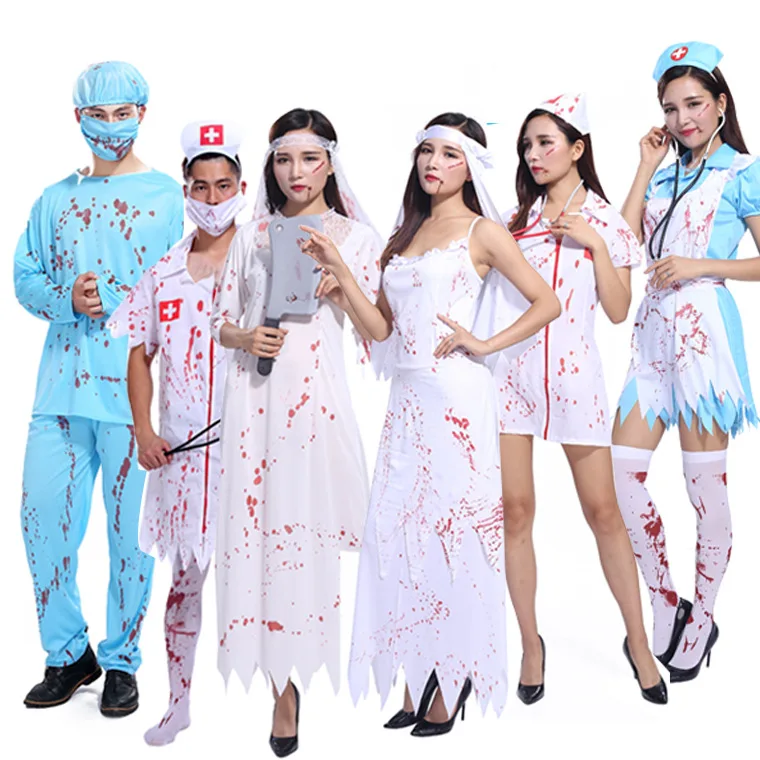 Halloween Horror Nurse Uniform Cosplay Costume Women Men Surgeon Stage Performance Suit Adult Bride Party Festival Clothing
Halloween Horror Nurse Uniform Cosplay Costume Women Men Surgeon Stage Performance Suit Adult Bride Party Festival Clothing