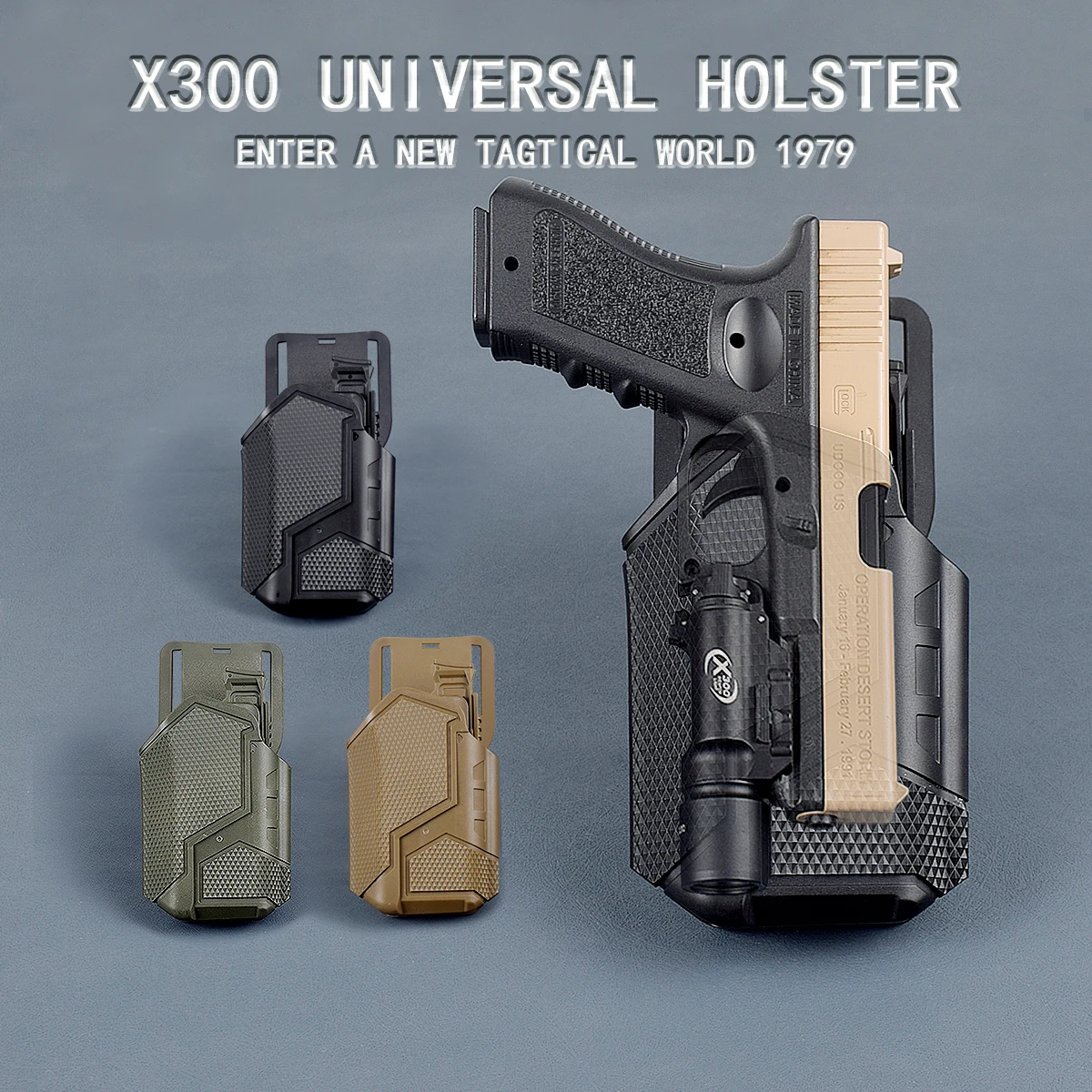 

Tactical Glock17 19 SIG Universal Pistol Holster With Surefire X300 Flashlight Military Airsoft Lightweight-Bearing QLS Holsters