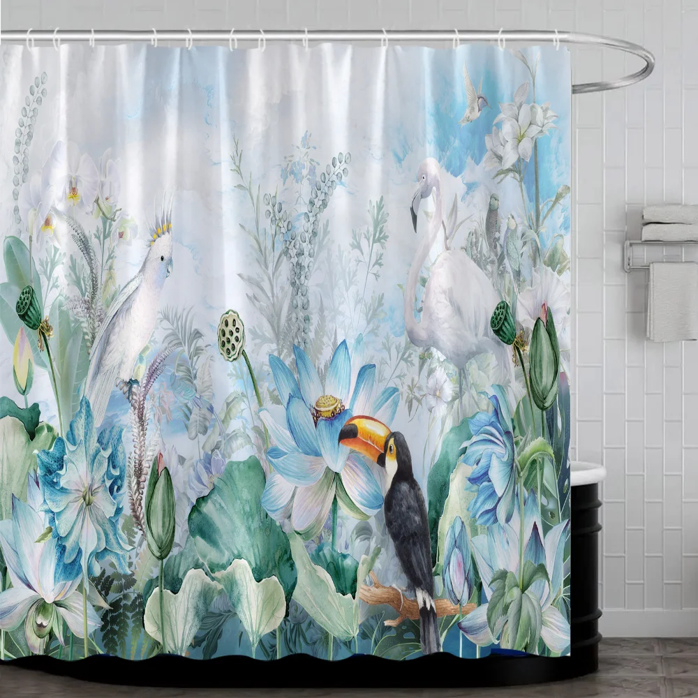Lotus Flower Leaf Parrot Shower Curtain Tropical Green Palm Leaves Flower Animal Polyester Fabric Decor Bathroom Curtain Hook
Lotus Flower Leaf Parrot Shower Curtain Tropical Green Palm Leaves Flower Animal Polyester Fabric Decor Bathroom Curtain Hook