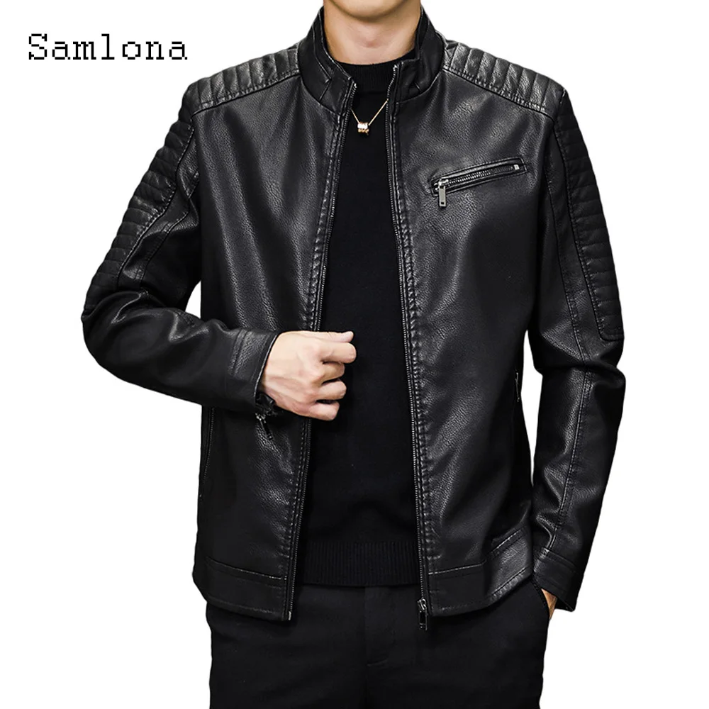 Samlona 2023 Sexy Faux Pu Leather Jackets Men's Top Outerwear Western Fashion Zipper Up Jacket Plus size Overcoats Mens Clothing
Samlona 2023 Sexy Faux Pu Leather Jackets Men's Top Outerwear Western Fashion Zipper Up Jacket Plus size Overcoats Mens Clothing