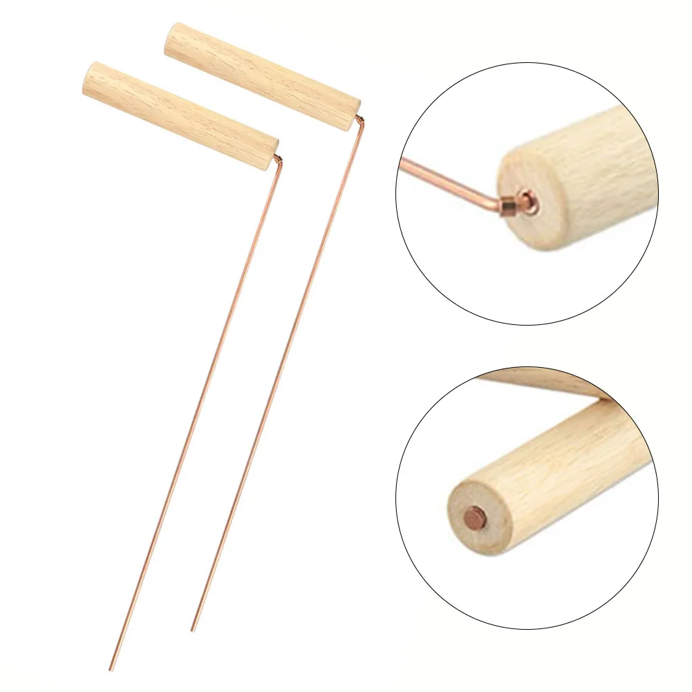 

2pcs Copper Probe 99.9%Pure Copper Copper Probes Rod For Divination Tool With Wooden Handles Positioning Investigate Tools